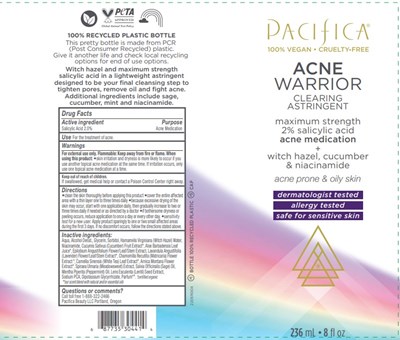 Acne Warrior Clearing Astringent Label (Acne Warrior Clearing Astringent)